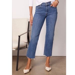 AGOLDE Kye Mid Rise Straight Leg Cropped Jeans Raw Hem Mirage Wash Size 26